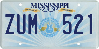 MS license plate ZUM521