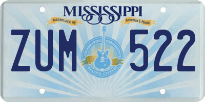 MS license plate ZUM522