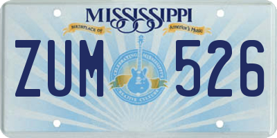 MS license plate ZUM526