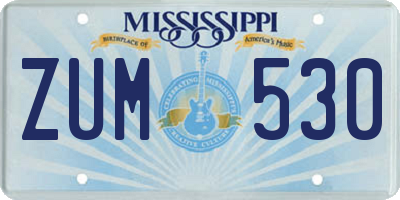 MS license plate ZUM530