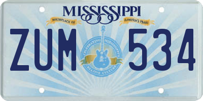 MS license plate ZUM534