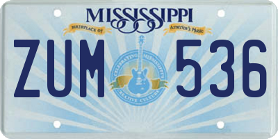 MS license plate ZUM536