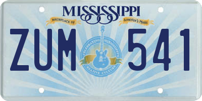 MS license plate ZUM541