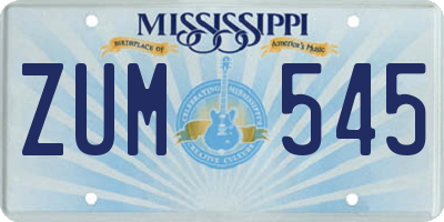 MS license plate ZUM545