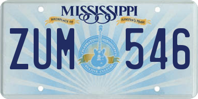 MS license plate ZUM546
