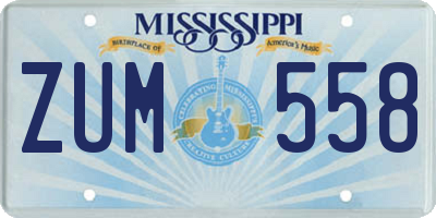 MS license plate ZUM558