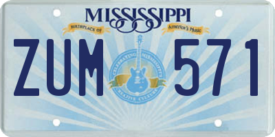 MS license plate ZUM571