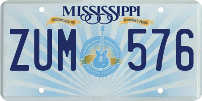 MS license plate ZUM576