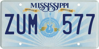 MS license plate ZUM577