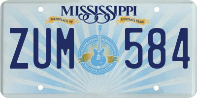 MS license plate ZUM584