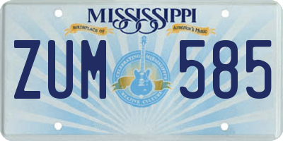 MS license plate ZUM585