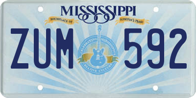 MS license plate ZUM592