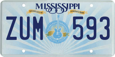 MS license plate ZUM593