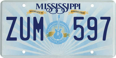 MS license plate ZUM597