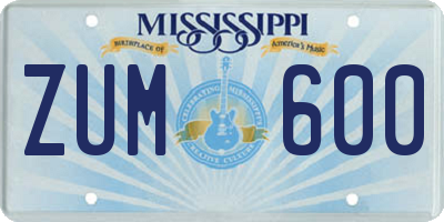 MS license plate ZUM600