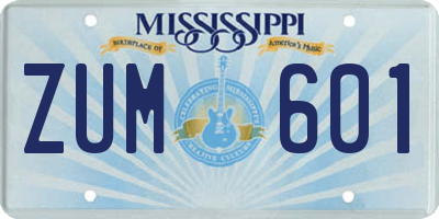 MS license plate ZUM601