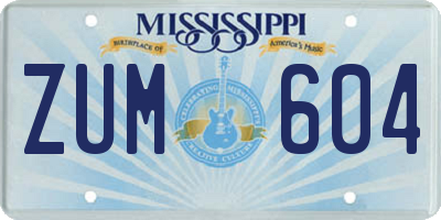 MS license plate ZUM604