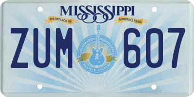 MS license plate ZUM607