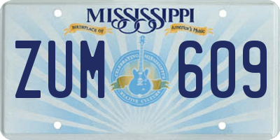MS license plate ZUM609