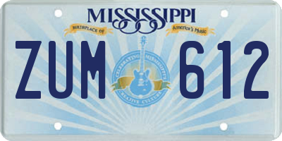 MS license plate ZUM612