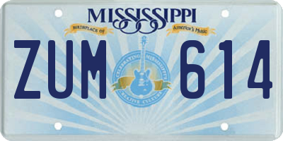 MS license plate ZUM614
