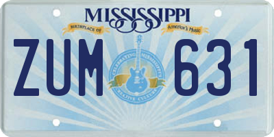 MS license plate ZUM631