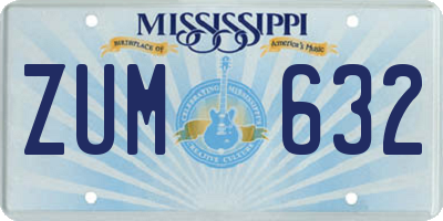 MS license plate ZUM632