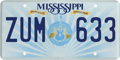 MS license plate ZUM633