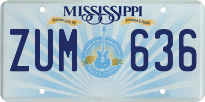 MS license plate ZUM636