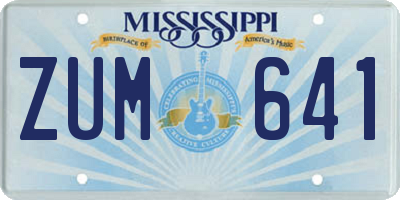 MS license plate ZUM641
