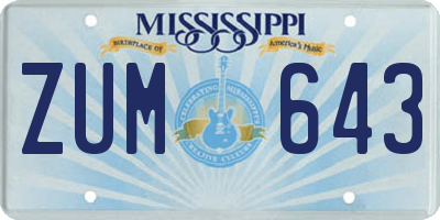 MS license plate ZUM643