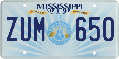 MS license plate ZUM650