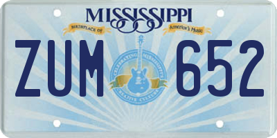 MS license plate ZUM652