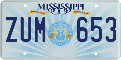 MS license plate ZUM653