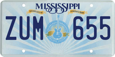 MS license plate ZUM655