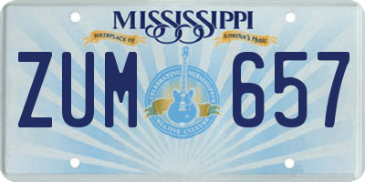 MS license plate ZUM657