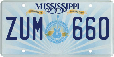 MS license plate ZUM660