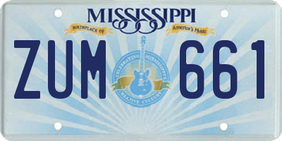 MS license plate ZUM661