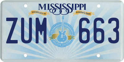 MS license plate ZUM663