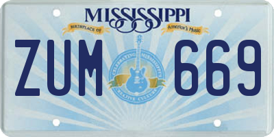 MS license plate ZUM669