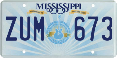 MS license plate ZUM673