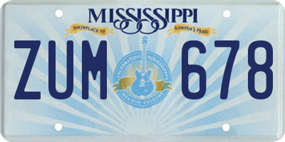 MS license plate ZUM678