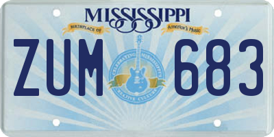 MS license plate ZUM683
