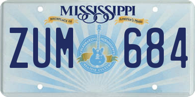 MS license plate ZUM684