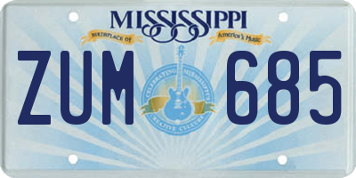MS license plate ZUM685
