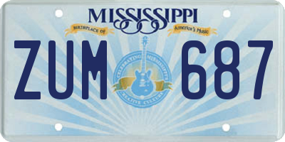 MS license plate ZUM687