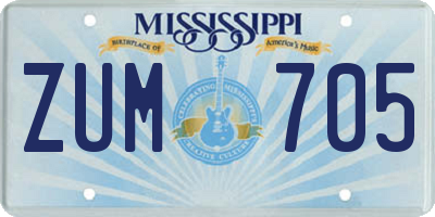 MS license plate ZUM705