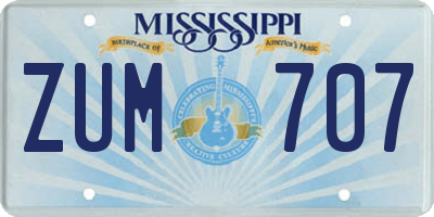 MS license plate ZUM707