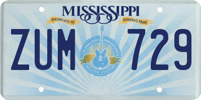 MS license plate ZUM729