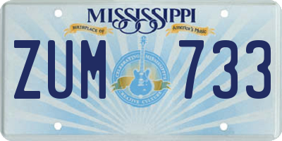 MS license plate ZUM733